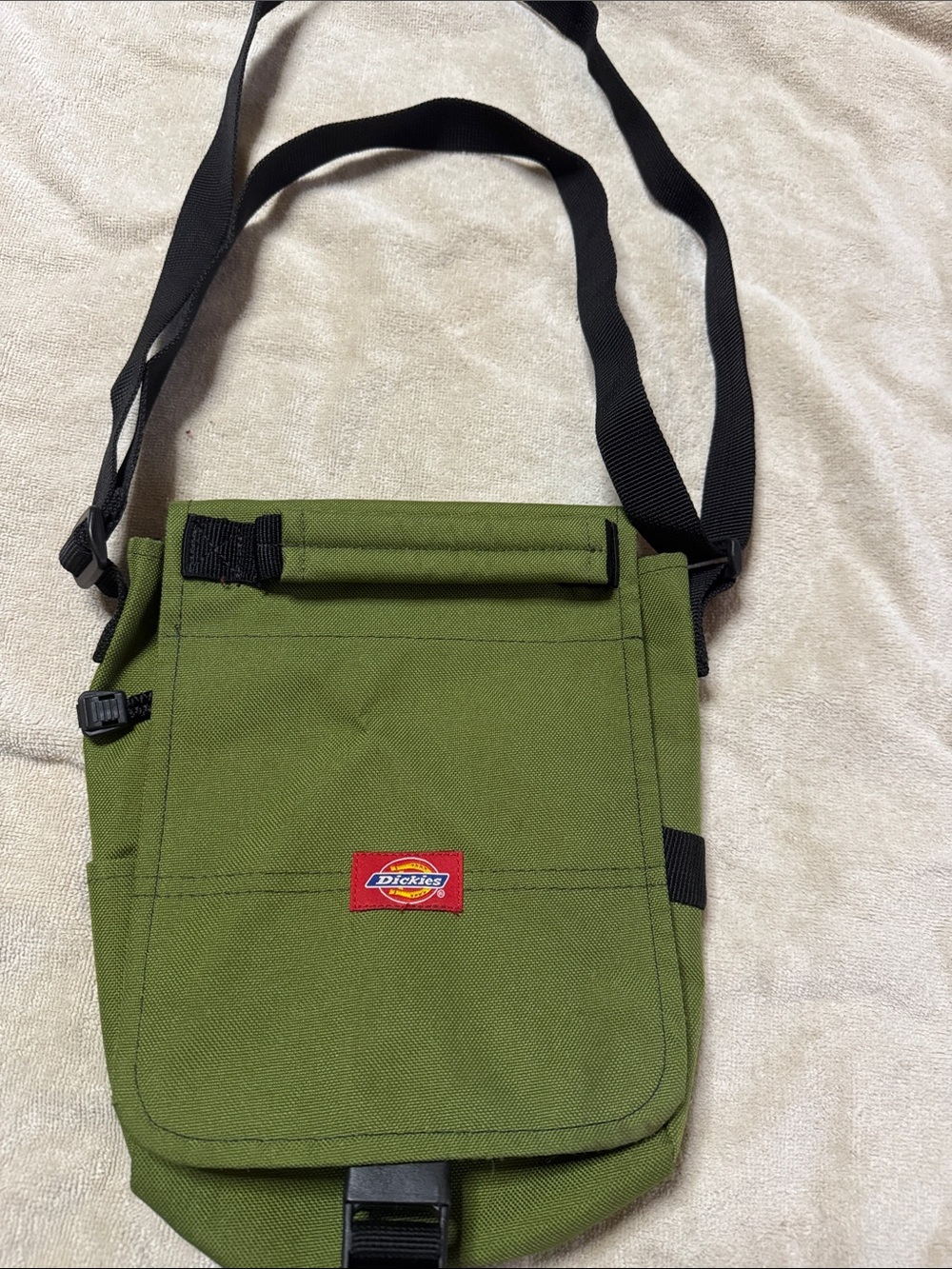 Dickies Olive Green Messenger Crossbody Bag with Black Strap